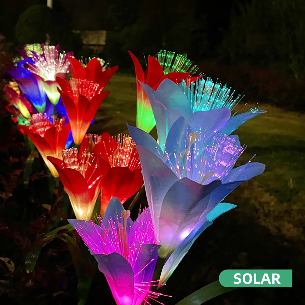 Outdoor Solar Optic Fiber Lily Lights for Garden and Vegetable Patch Waterproof 7 Colors LED Lawn Lamp for Backyard Decoration
Outdoor Solar Optic Fiber Lily Lights for Garden and Vegetable Patch Waterproof 7 Colors LED Lawn Lamp for Backyard Decoration