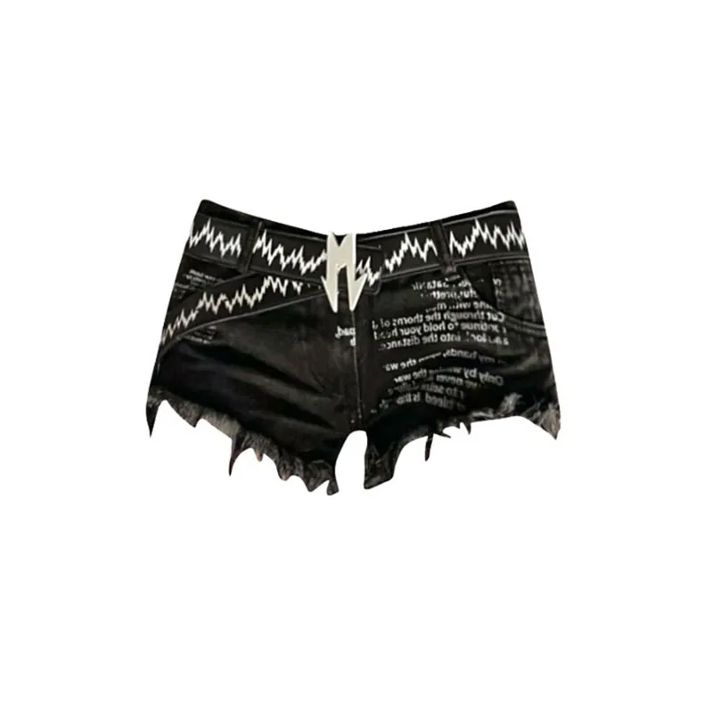 Женские черные джинсовые шорты, модные пикантные штаны с высокой талией, повседневные джинсовые шорты с надписью и кисточками, Корейская уличная одежда в готическом стиле 
Женские черные джинсовые шорты, модные пикантные штаны с высокой талией, повседневные джинсовые шорты с надписью и кисточками, Корейская уличная одежда в готическом стиле