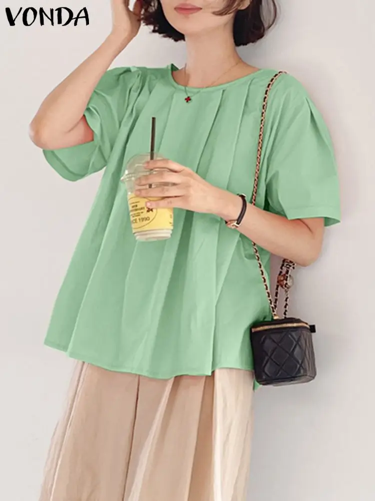 VONDA Elegant Solid Color Tops Women Blouse 2023 Summer Tunic Short Flare Sleeve Pleated Shirts Casual Loose Blusas Femininas
VONDA Elegant Solid Color Tops Women Blouse 2023 Summer Tunic Short Flare Sleeve Pleated Shirts Casual Loose Blusas Femininas