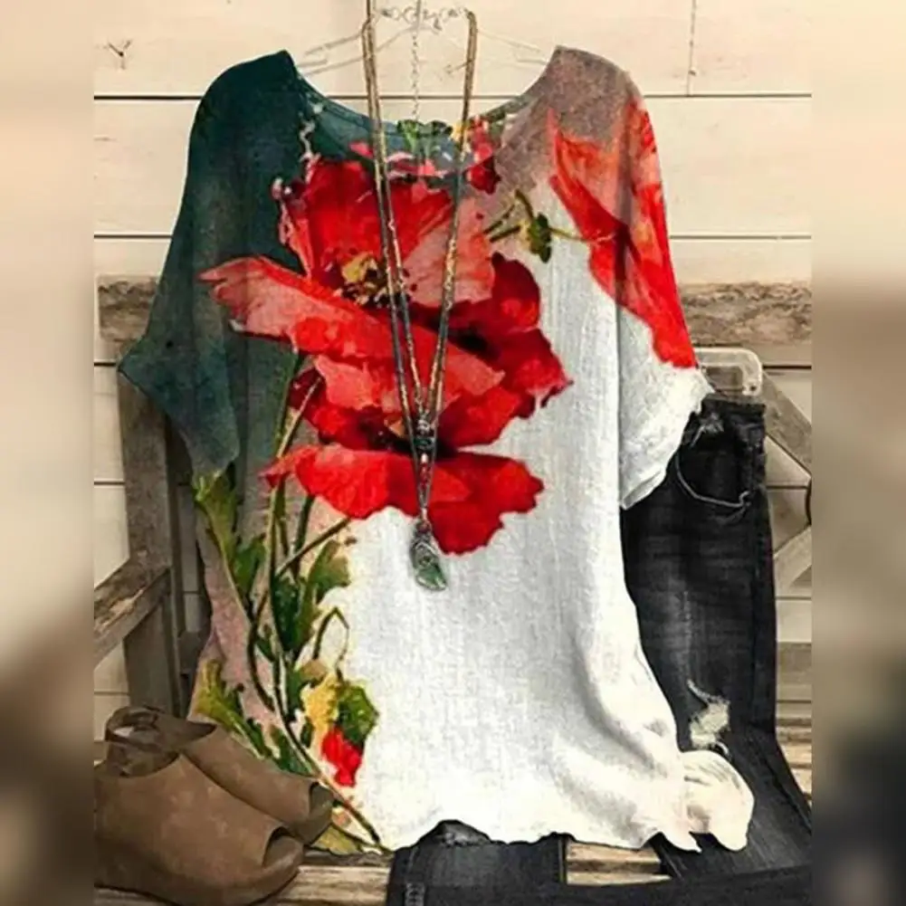 Short Sleeve Shirt Floral Print Plus Size Women's Summer Blouse Soft Breathable Colorfast Mid-length Top for A Stylish
Short Sleeve Shirt Floral Print Plus Size Women's Summer Blouse Soft Breathable Colorfast Mid-length Top for A Stylish