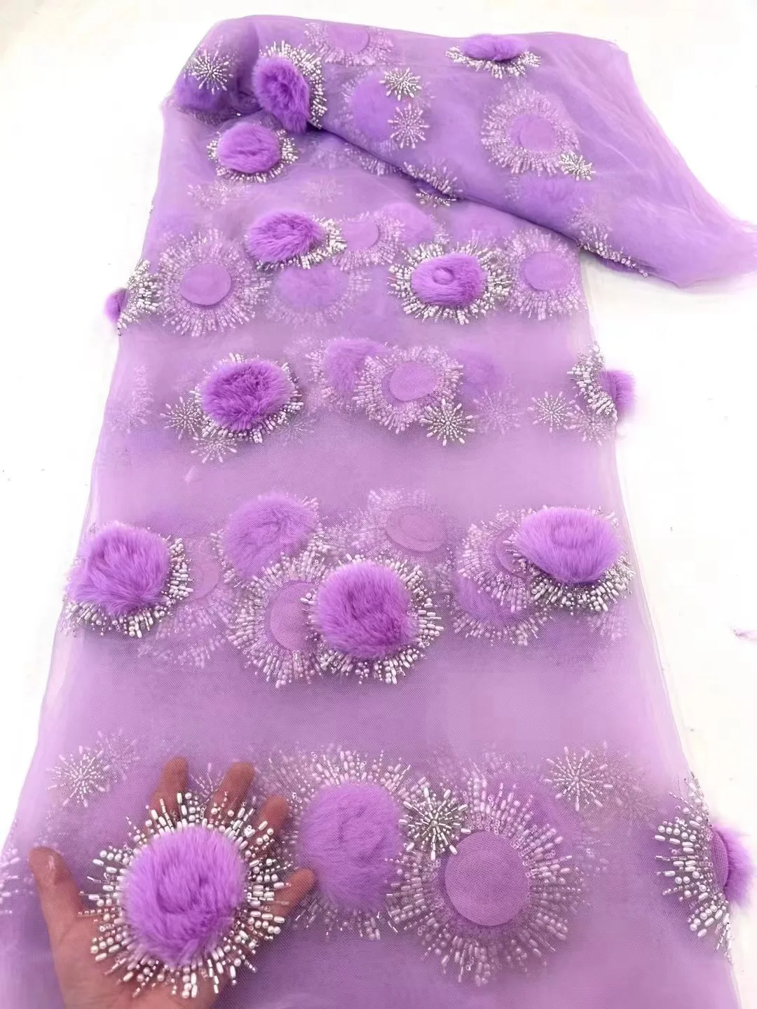 Purple Luxury 3D Lace Fabric 5 Yards Dubai Hand Beaded Tulle Lace Fabric Embroidered Applique African Nigerian Fabric For Sewing
Purple Luxury 3D Lace Fabric 5 Yards Dubai Hand Beaded Tulle Lace Fabric Embroidered Applique African Nigerian Fabric For Sewing