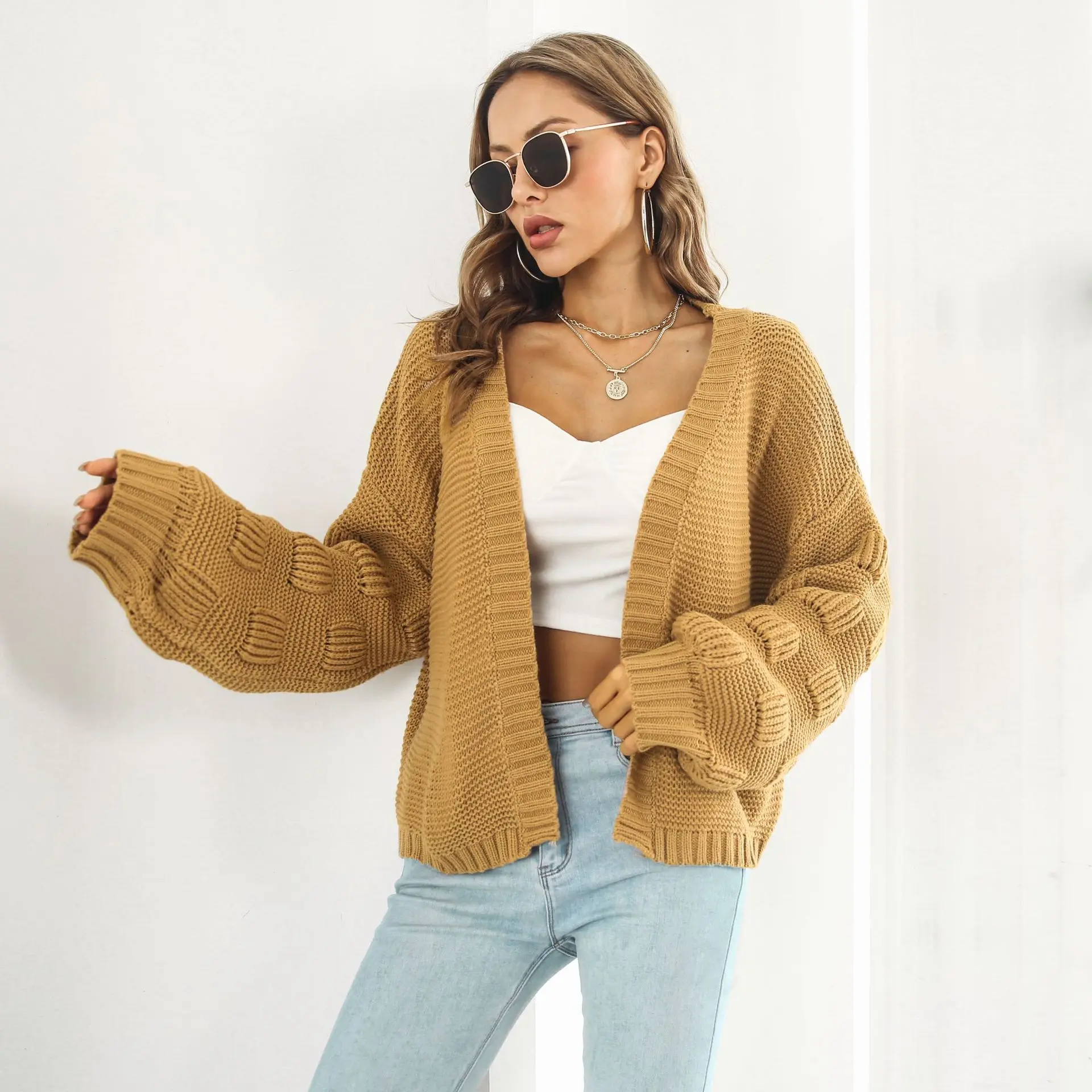 Loose Cardigan Women V Neck Lantern Sleeve Knitted Coats Winter Keep Warm Jumper Sweater Jackets Woman Clothing Casual Cardigans
Loose Cardigan Women V Neck Lantern Sleeve Knitted Coats Winter Keep Warm Jumper Sweater Jackets Woman Clothing Casual Cardigans