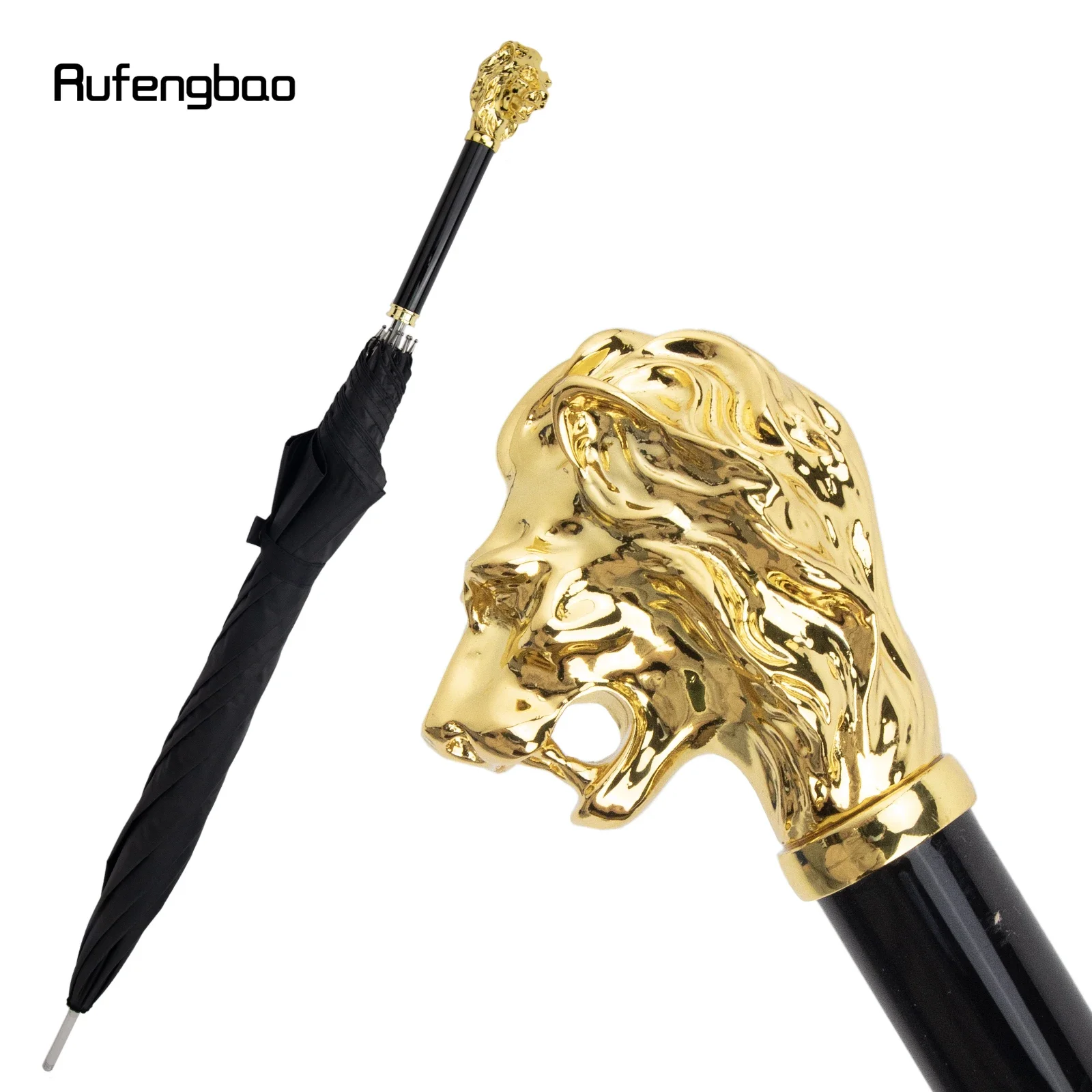 

Golden Lion Animal Automatic Windproof Umbrella, Long Handle Enlarged Umbrella for Both Sunny and Rainy Days Walking Stick