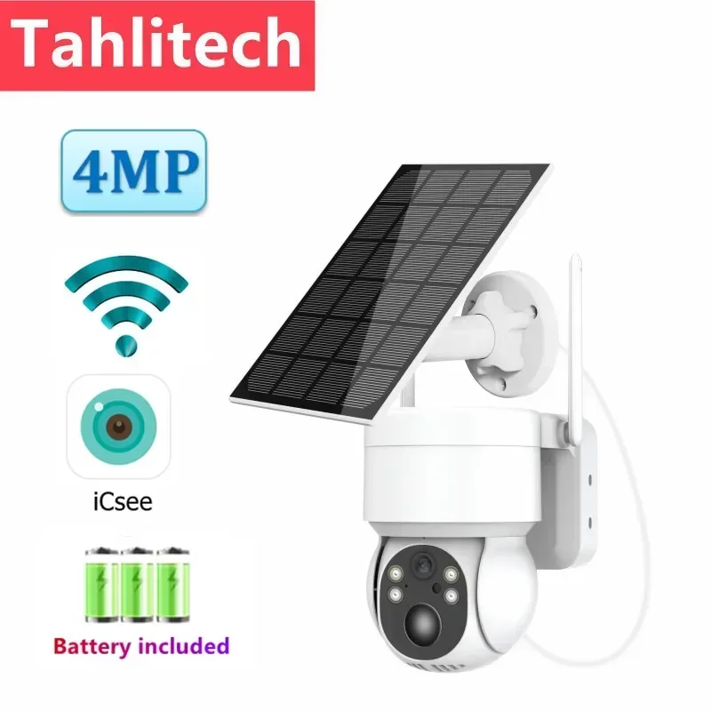 

Tahlitech Outdoor Solar Camera 1080P HD Wifi PIR Human Detection Wireless Surveillance IP PTZ Cameras with 7800mAh Solar Panel