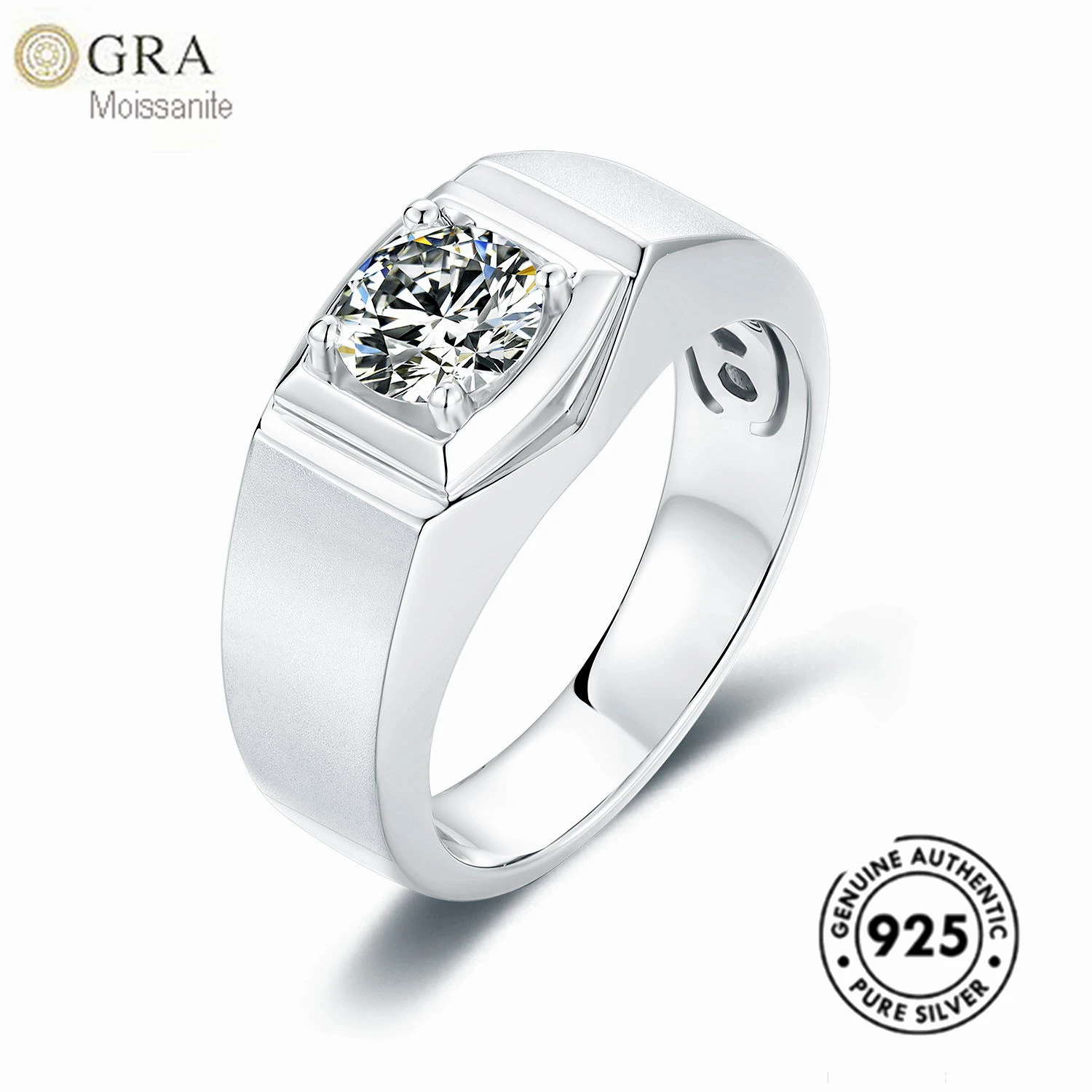 Single Stone Diamond 1ct Real Moissanite Solid 925 Sterling Silver Men Wedding Moissanite Ring Ready For Ship
Single Stone Diamond 1ct Real Moissanite Solid 925 Sterling Silver Men Wedding Moissanite Ring Ready For Ship