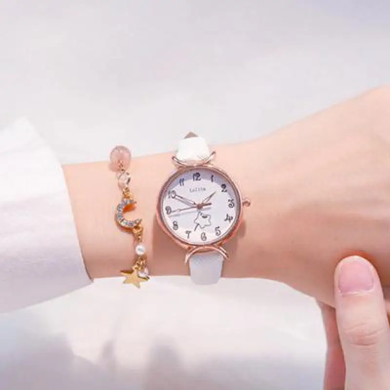 Fashion Round Quartz Cartoon Star Luminous Dial Casual Wrist Watches Leather Strap Fashionable Clock Wristwatch for Ladies
Fashion Round Quartz Cartoon Star Luminous Dial Casual Wrist Watches Leather Strap Fashionable Clock Wristwatch for Ladies