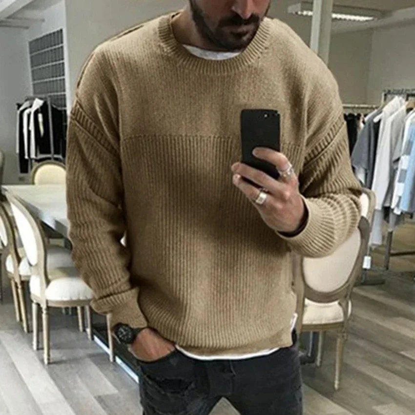 

Men Autumn New Fashion Warm Thick Crewneck Sweaters Pullovers Coat Men Winter Casual Vintage Soft Sweater Men Clothing