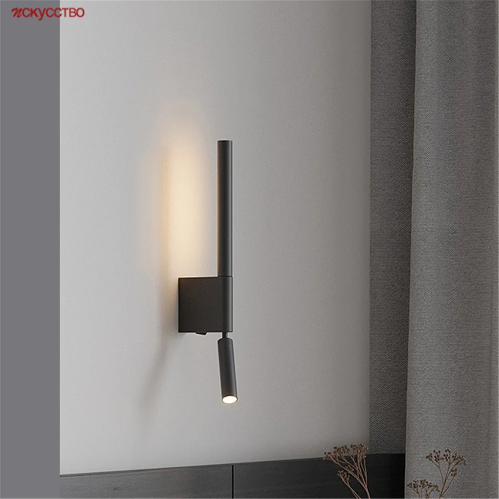 

Nordic Minimalism Rotatable Led Reading Wall Lamp For Bedroom Bedside Study Office Studio Indoor Corridor Night Light Fixtures