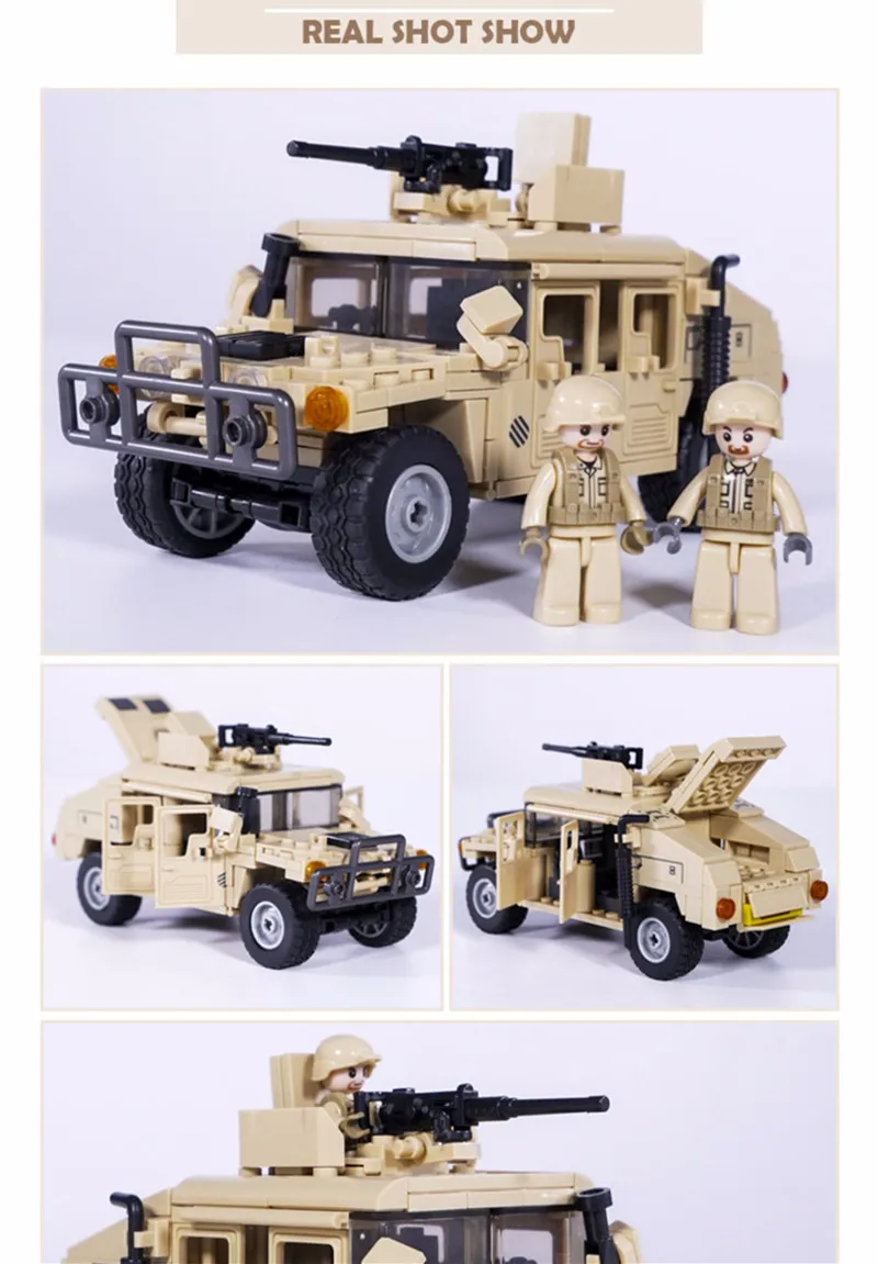 265PCS WW2 Military SWAT H2 Assault Vehicle Car Building Blocks Army Soldier Armor Car Model Bricks DIY Toys Gifts For Kids Boys 265PCS WW2 Military SWAT H2 Assault Vehicle Car Building Blocks Army Soldier Armor Car Model Bricks DIY Toys Gifts For Kids Boys