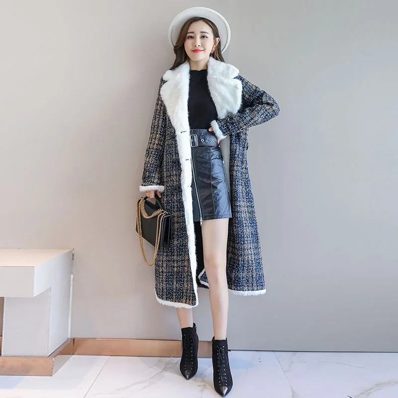 Fashionable Elegant Women's Jacket Imitation Lamb Fleece Plaid Wool Comfortable Winter Women Coat Long Thickened Outerwear
Fashionable Elegant Women's Jacket Imitation Lamb Fleece Plaid Wool Comfortable Winter Women Coat Long Thickened Outerwear