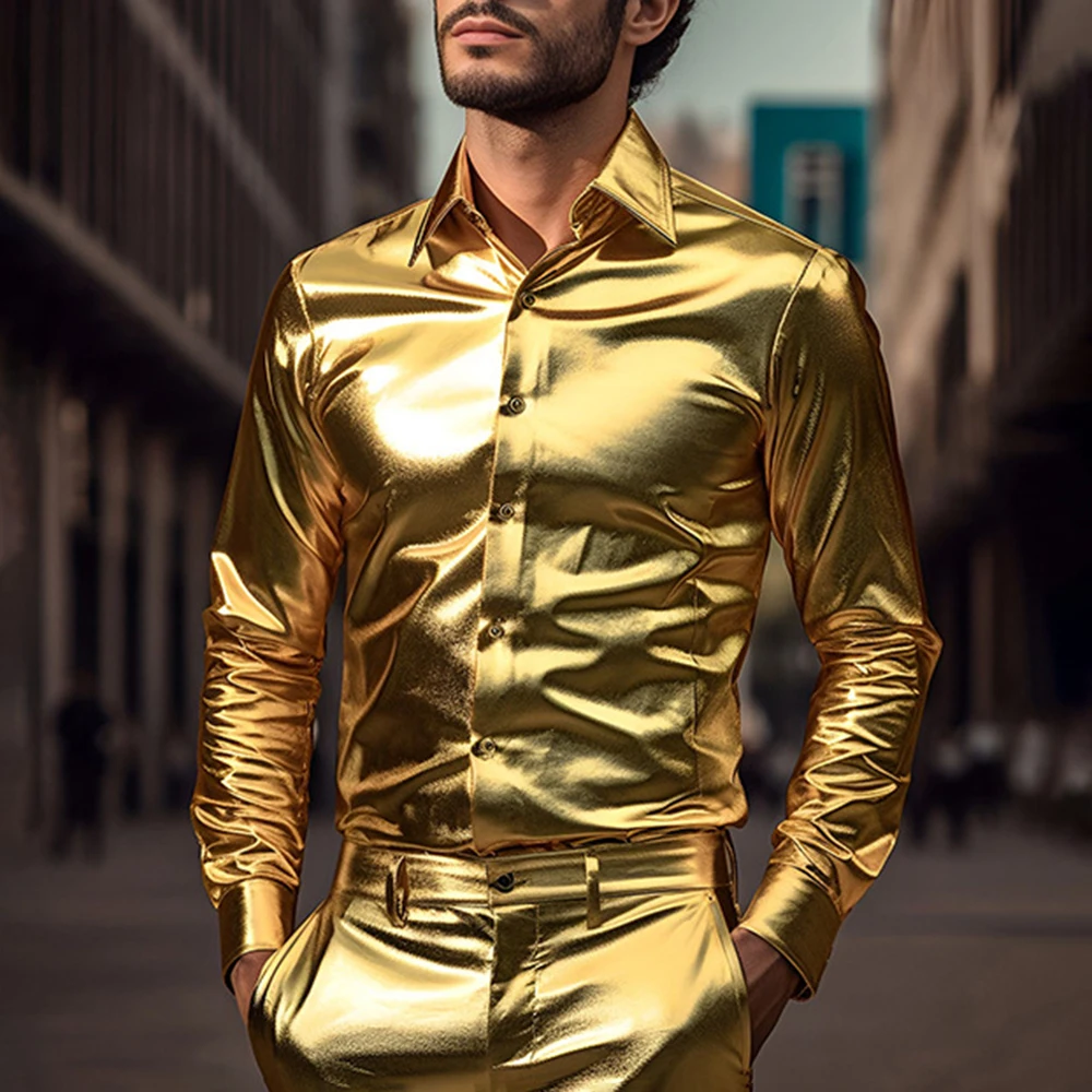 Mens Shirts Ceremonial Light Reflective Glossy Versatile Fashionable Figure-Shaping Nightclub Performance Clothes Top For Men
Mens Shirts Ceremonial Light Reflective Glossy Versatile Fashionable Figure-Shaping Nightclub Performance Clothes Top For Men