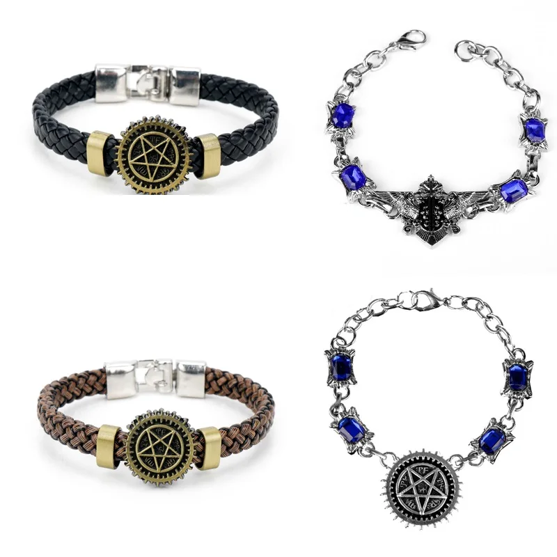 Leather Bracelet Men Blue Crystal Charm Anime Black Butler Bracelets for Women 2023 New Fashion Vintage Jewelry Wristbands
Leather Bracelet Men Blue Crystal Charm Anime Black Butler Bracelets for Women 2023 New Fashion Vintage Jewelry Wristbands