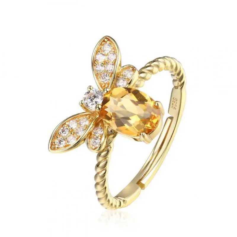 Natural Citrine Ring S925 Sterling Silver 10k Gold Plated White Zircon Yellow Crystal Bee Rings Women Natural Gemstone Jewelry
Natural Citrine Ring S925 Sterling Silver 10k Gold Plated White Zircon Yellow Crystal Bee Rings Women Natural Gemstone Jewelry