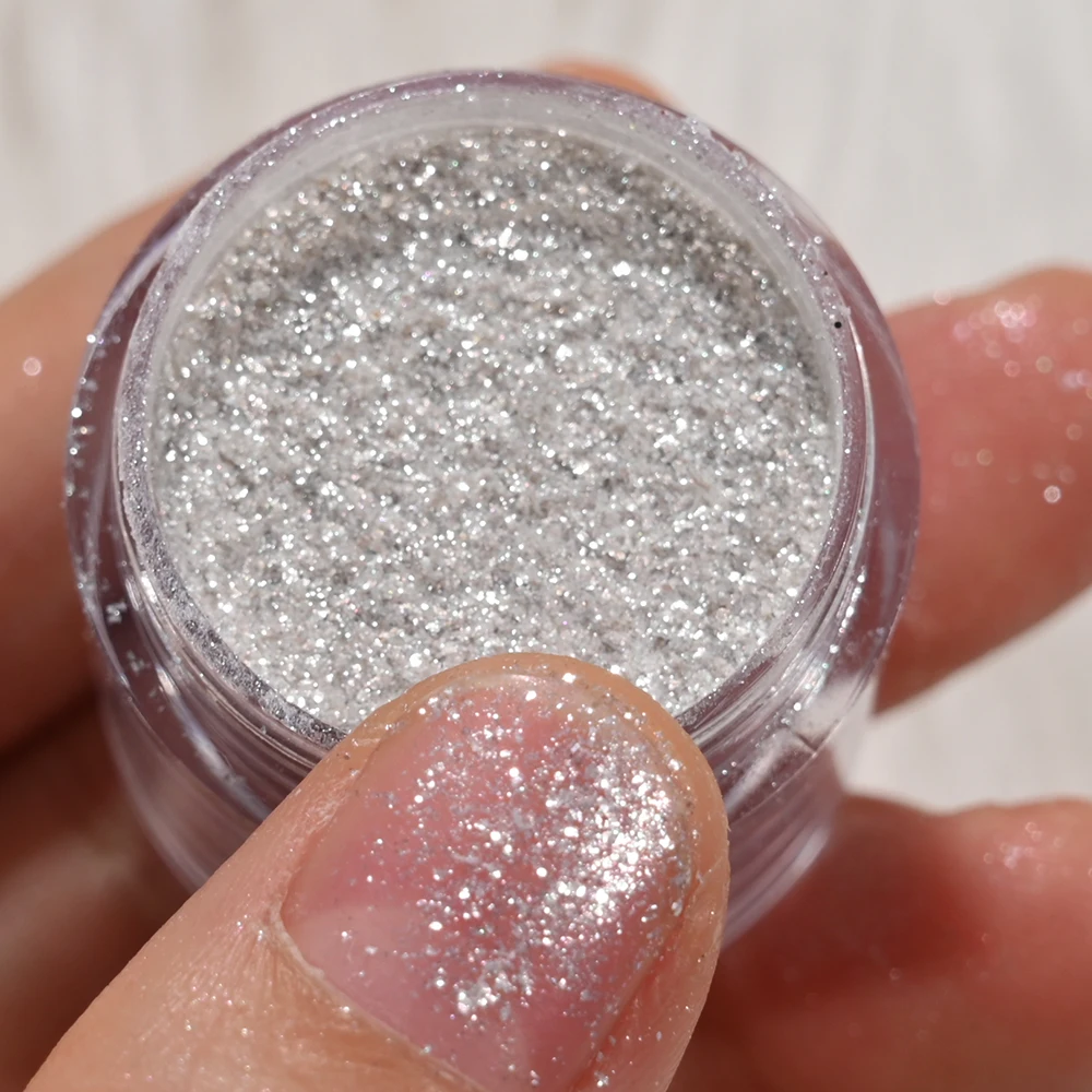 

White/Silver Iridescent Opal Glitter Powder Untra-thin Polarized Opal Sequins Powder Shining Aurora Silver Opal Powder FA-1#75