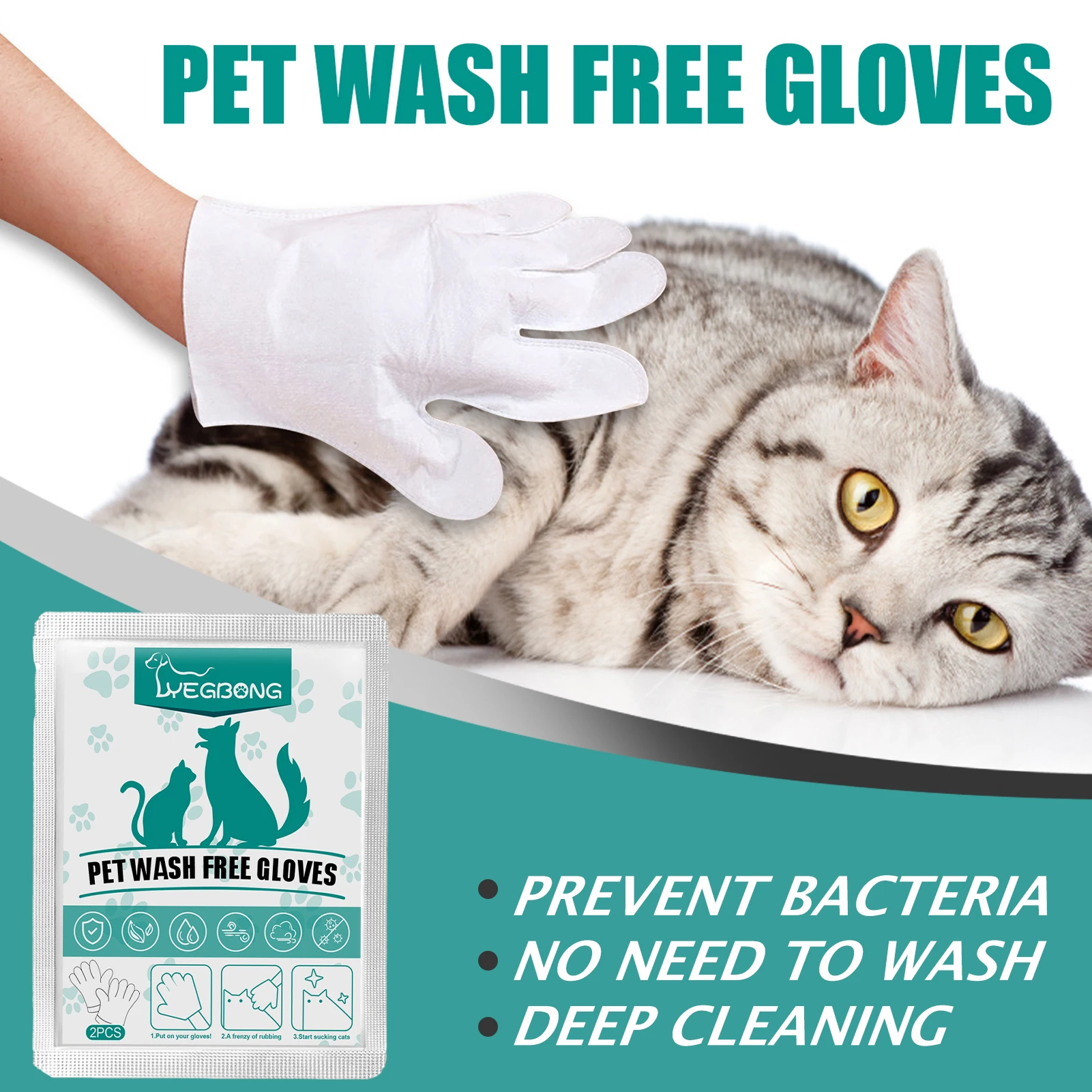 Dog Glove Wipes For Dogs Cats Pet Wipes Cleaning Massage Gloves Itch