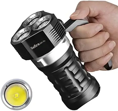 

Lumen LED Scuba Diving Flashlight, Super Bright 100m Underwater and Powerful Waterproof Torch with magnetic Control Switch, 4 Li