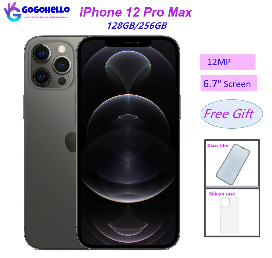 

Apple iPhone 12 Pro Max 128GB 256GB ROM 6.7" OLED Face ID NFC IOS 5G Unlocked Used Original Mobile Phone Triple 12MP