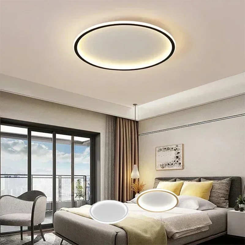 

Modern LED Ceiling Light Home Decor 20/30/40/50/60CM Dimmable Round Lamp Bedroom Living Room Black White Fixture Lighting Lustre