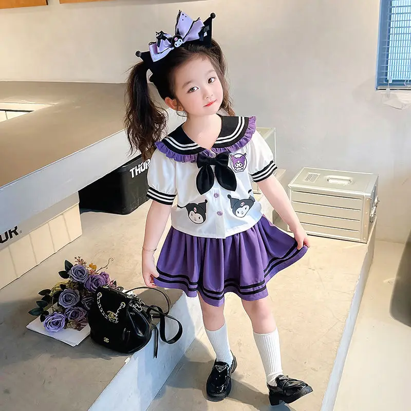 New Anime Sanrio Kuromi Kids Lolita Preppy Suit Cartoon Summer Thin Princess Dress 2Pcs Kawaii Embroidery Short Sleeve Girl Gift
New Anime Sanrio Kuromi Kids Lolita Preppy Suit Cartoon Summer Thin Princess Dress 2Pcs Kawaii Embroidery Short Sleeve Girl Gift