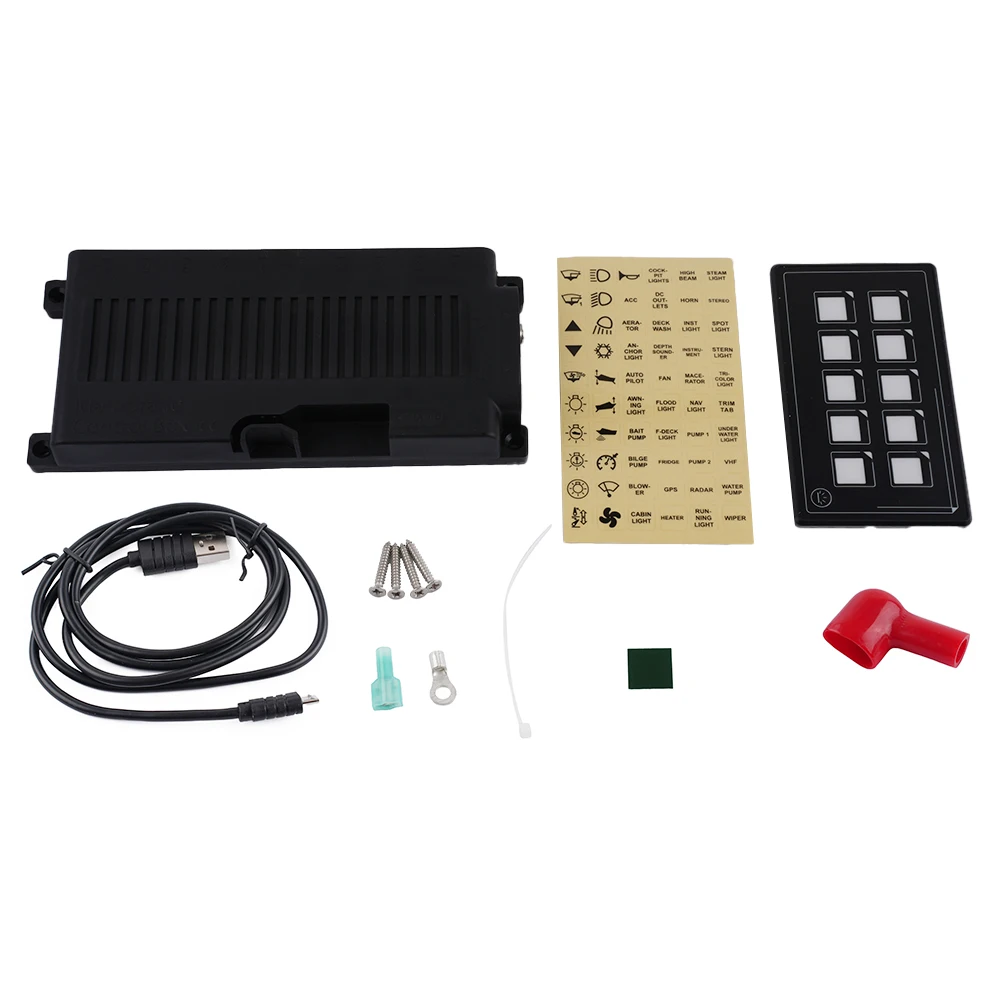 Yacht 10-way Panel ≥10 Meters 10-Position Button 524g 5MM Modification RV Switch Panel USB APP Control Color Box
Yacht 10-way Panel ≥10 Meters 10-Position Button 524g 5MM Modification RV Switch Panel USB APP Control Color Box