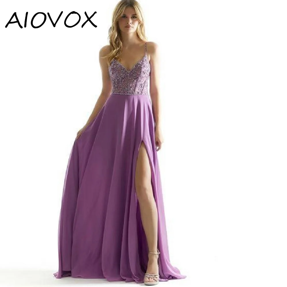 AIOVOX A-line Prom Dress Charming Spaghetti Straps V-Neck Side Slit Sequins Appliques Zipper Up BackStyle Cocktail Dresses
AIOVOX A-line Prom Dress Charming Spaghetti Straps V-Neck Side Slit Sequins Appliques Zipper Up BackStyle Cocktail Dresses