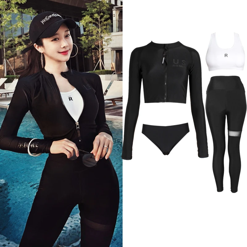 Wisuwore Korean Version Black Long Sleeved Pants Zippered Swimsuit Sexy Slimming Split Body for Girls Chest Pad Split Body New
Wisuwore Korean Version Black Long Sleeved Pants Zippered Swimsuit Sexy Slimming Split Body for Girls Chest Pad Split Body New