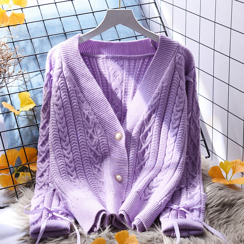 Purple Knitted Solid Women Sweater Cardigan Winter New V-Neck Button Slim Thicken Warm Female Outwear Coats Tops
Purple Knitted Solid Women Sweater Cardigan Winter New V-Neck Button Slim Thicken Warm Female Outwear Coats Tops