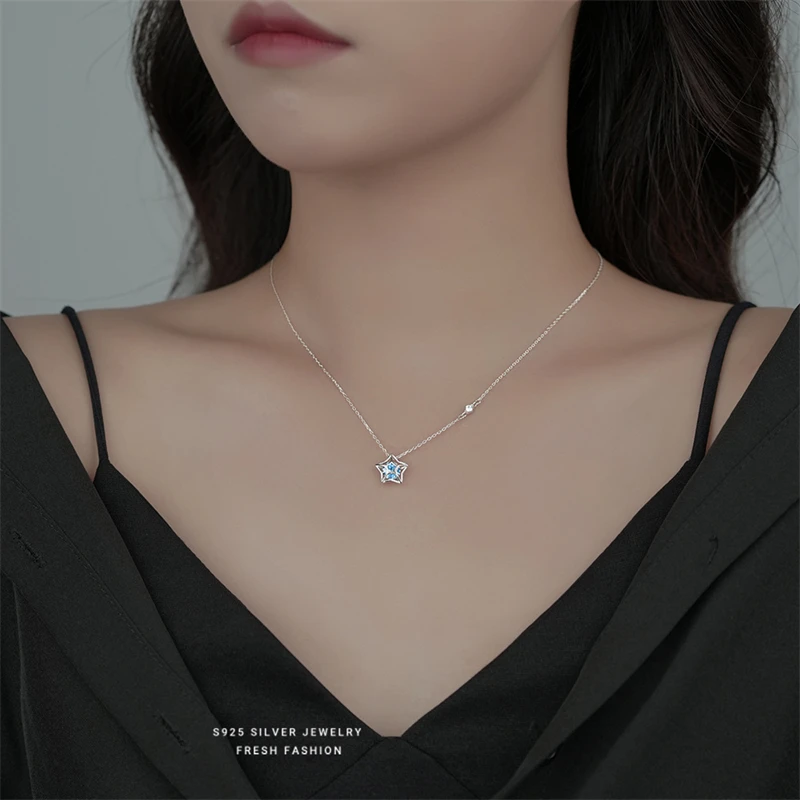 925 Sterling Silver Openwork Five-pointed Star Zircon Pendant Necklace For Women Fashion Simple Birthday Party Jewelry Gift
925 Sterling Silver Openwork Five-pointed Star Zircon Pendant Necklace For Women Fashion Simple Birthday Party Jewelry Gift