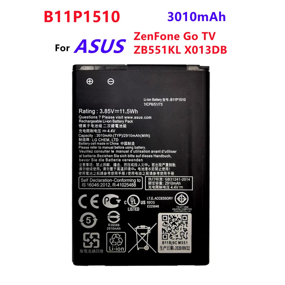 

Original ZB551KL Phone Battery For ASUS ZenFone Go TV ZB551KL X013DB 3010mAh B11P1510 3010mAh Batteries Bateria