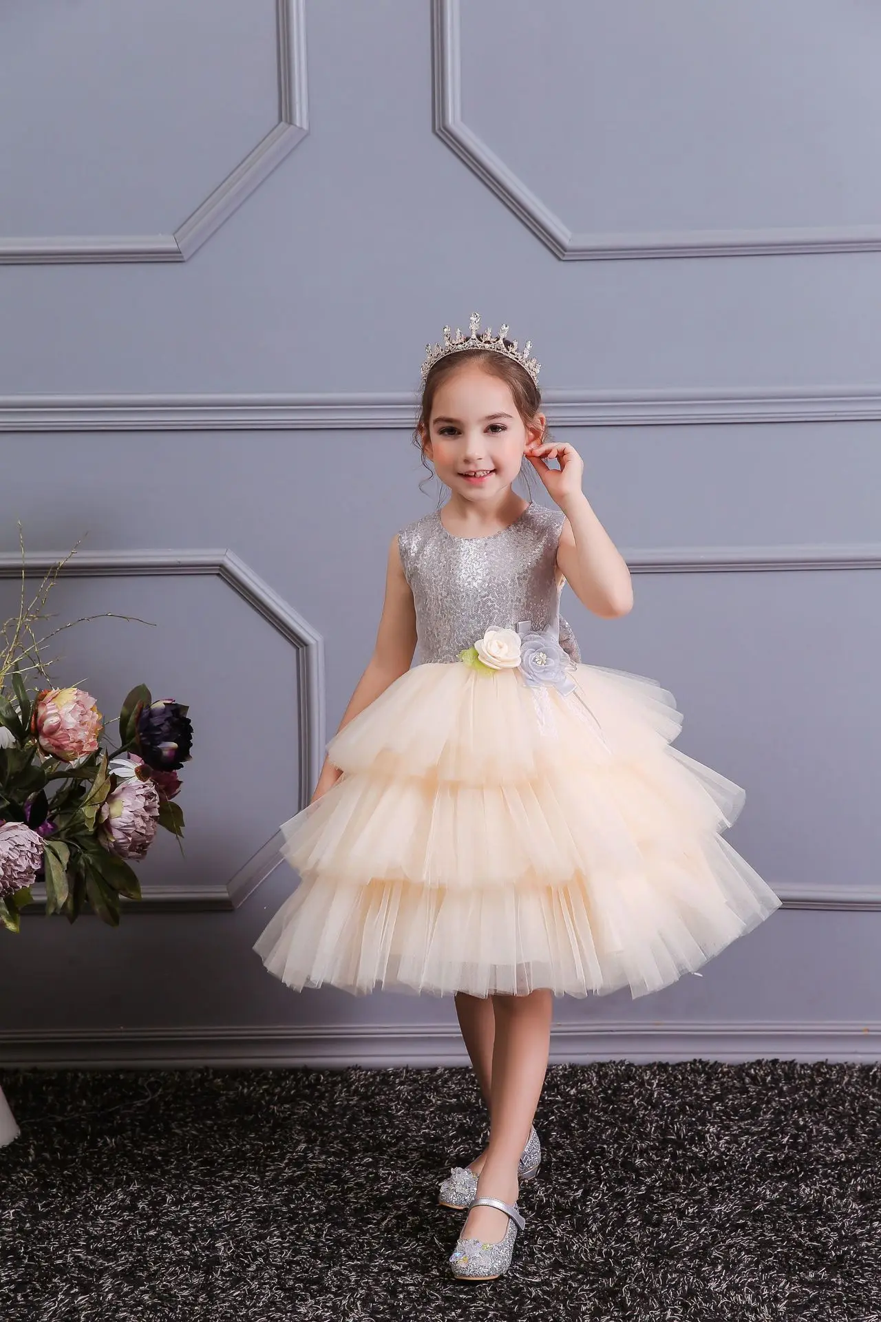Champagne Flower Girls Dress For Wedding Bridesmaid Short Sequins Ball Gown Pageant Tulle Cake Dresses Kids Birthday Dress
Champagne Flower Girls Dress For Wedding Bridesmaid Short Sequins Ball Gown Pageant Tulle Cake Dresses Kids Birthday Dress