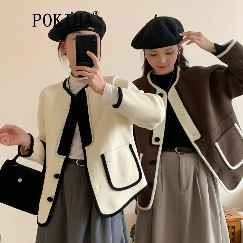 Pokiha Fashion Women New Elegant Winter Front Button Jacket Coat Vintage Long Sleeve With Pockets Female Outerwear Chic Tops
Pokiha Fashion Women New Elegant Winter Front Button Jacket Coat Vintage Long Sleeve With Pockets Female Outerwear Chic Tops