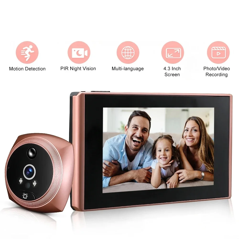 

4.3 Inch Video Doorbell Camera Eye Peephole Camera 2500mAh Door Viewer Motion Detector Night Vision Home Security Cameras