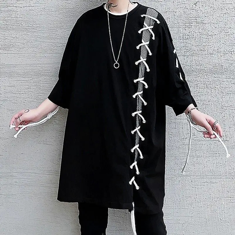 China-Chic Design Sense Small Popular T-shirt Men's Loose Fashion Short Sleeve Eyelet Drawstring Fried Street Top
China-Chic Design Sense Small Popular T-shirt Men's Loose Fashion Short Sleeve Eyelet Drawstring Fried Street Top
