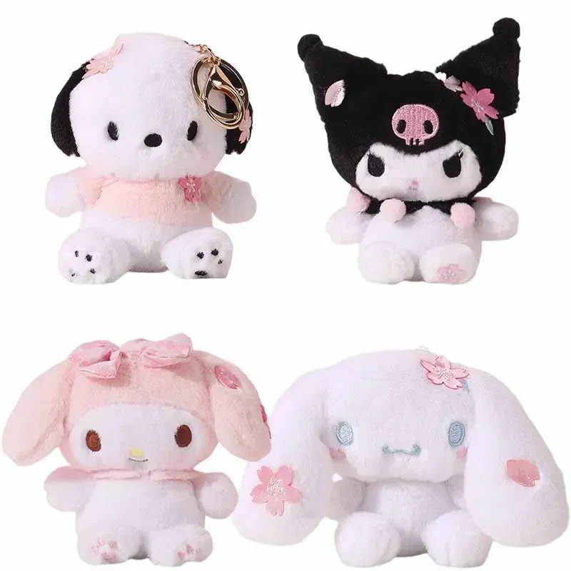 

Sanrios Cinnamoroll My Melody Pochacco Kuromi Cherry Blossom Series Stuffed Plush Doll Toys Bag Pendant Keychain Girl Gift 12cm