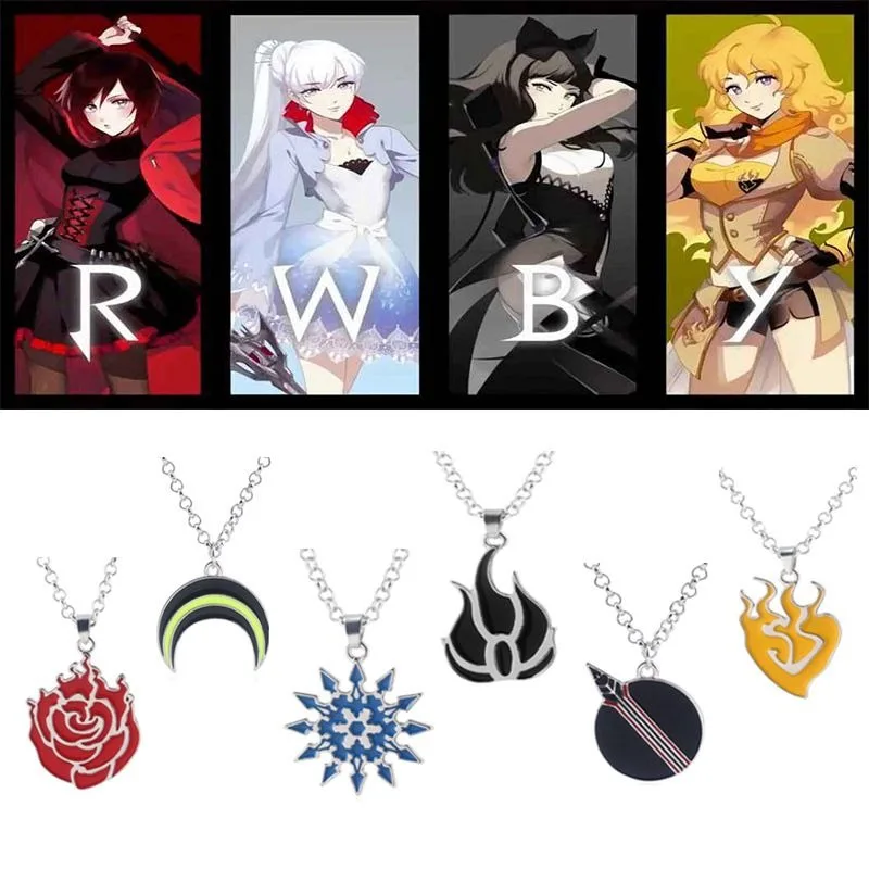 RWBY Anime Four Color Chronicles Red, White, Black, Yellow Cosplay Ruby Rose Ceramic Cartoon Necklace Alloy Logo Pendant
RWBY Anime Four Color Chronicles Red, White, Black, Yellow Cosplay Ruby Rose Ceramic Cartoon Necklace Alloy Logo Pendant