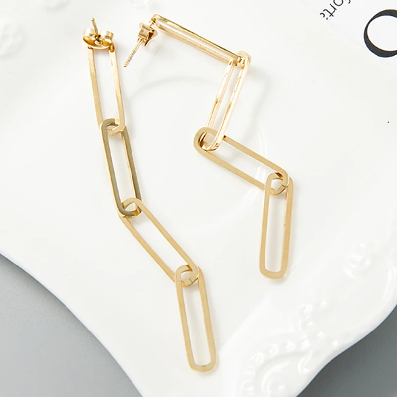Fashion Rectangle Long Chain Paperclip Hanging Earrings For Women Luxury Stainless Steel Needle Earrings Party Jewelry Gifts
Fashion Rectangle Long Chain Paperclip Hanging Earrings For Women Luxury Stainless Steel Needle Earrings Party Jewelry Gifts