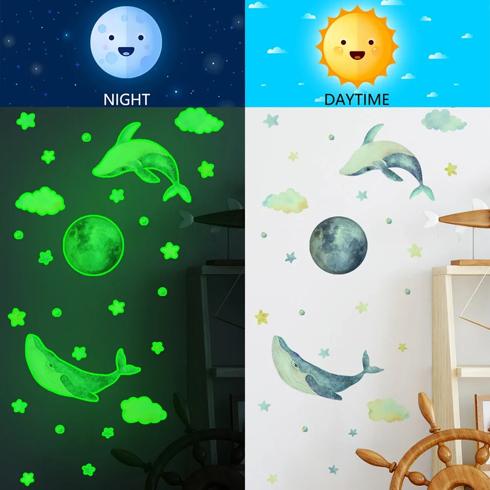 Cartoon Whale Luminous Wall Stickers Home Decor Glow In The Dark Underwater World Decals Kids Room Bedroom Decorations Wallpaper
Cartoon Whale Luminous Wall Stickers Home Decor Glow In The Dark Underwater World Decals Kids Room Bedroom Decorations Wallpaper