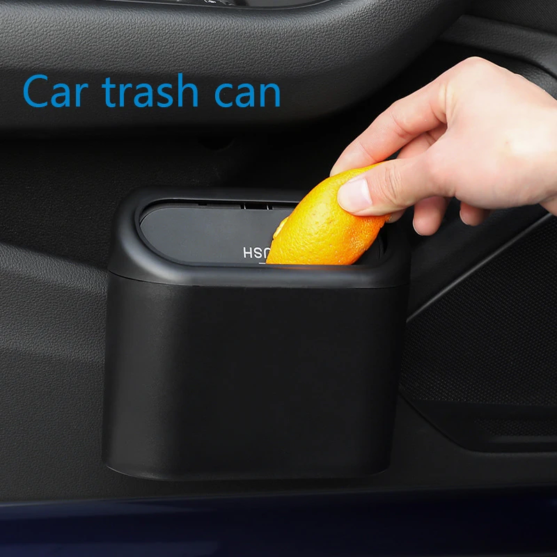 

Car Trash Bin Hanging Vehicle Garbage Dust Case Storage Box Plastic Pressing Square Trash Can Type Auto Car Interior Accessories