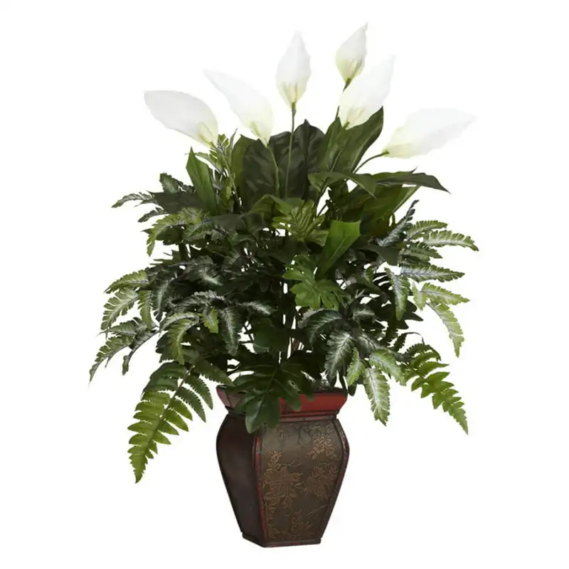 Mixed Greens with Spathiphyllum Polyster Artificial Plant, Green Hawaiian party decorations White artificial flowers Black roses
Mixed Greens with Spathiphyllum Polyster Artificial Plant, Green Hawaiian party decorations White artificial flowers Black roses