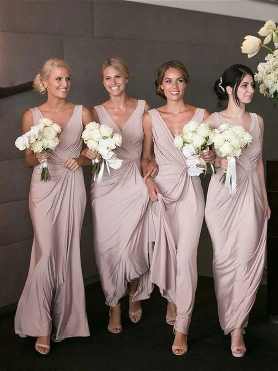 Gray Pink Chiffon V-neck Long Bridesmaid Dresses Sleeveless Wedding Ceremony Guest Dresses Elegant Party Dresses for Women 2023
Gray Pink Chiffon V-neck Long Bridesmaid Dresses Sleeveless Wedding Ceremony Guest Dresses Elegant Party Dresses for Women 2023