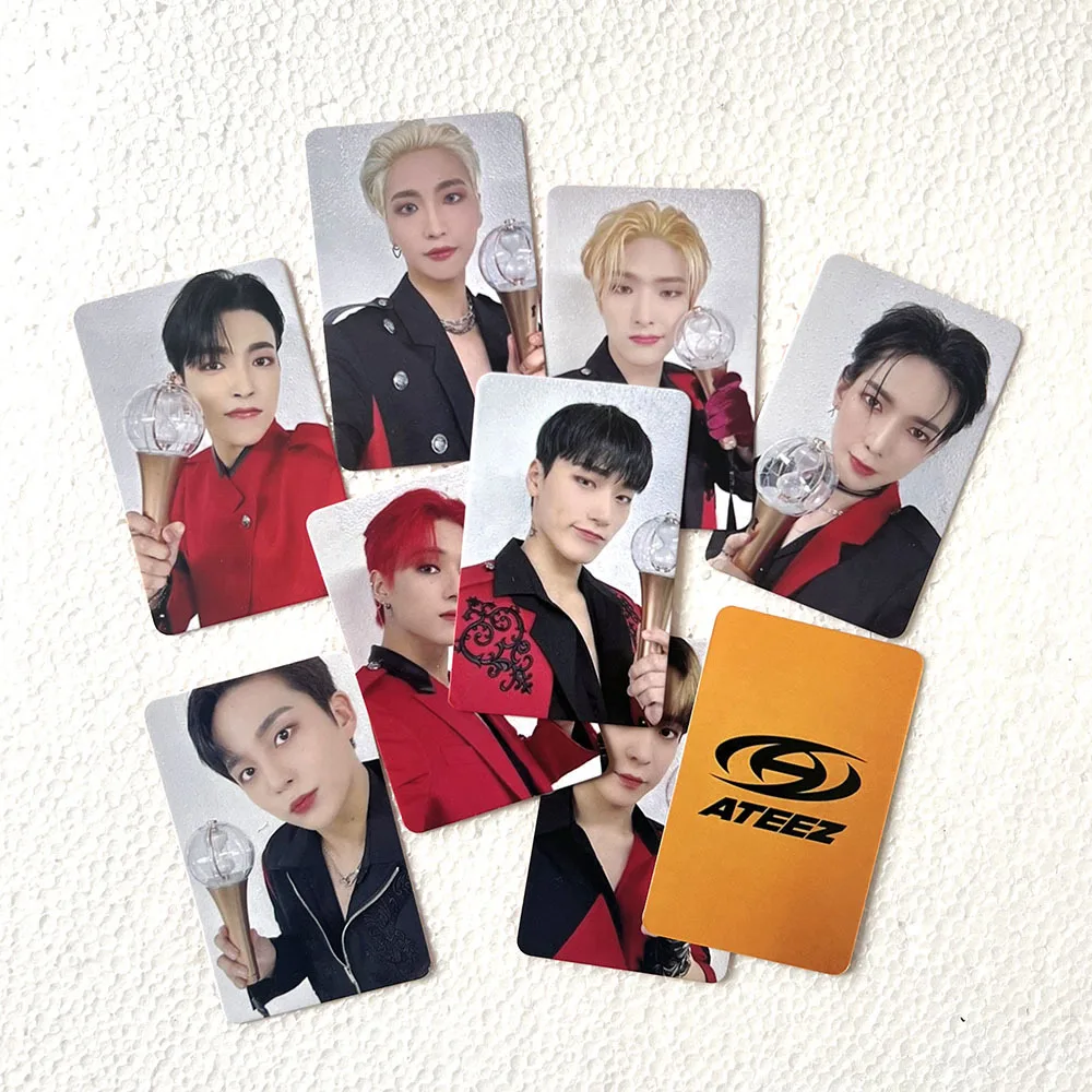 

8Pcs/Set KPOP ATEEZ THE FELLOWSHIP World Tour Light Stick Two Sides Photocards San Hongjong Yunho Selfie LOMO Cards Fans Gifts
