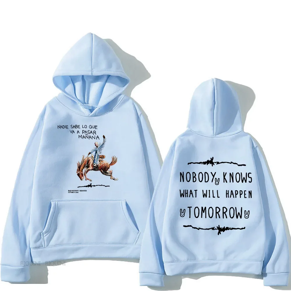 Bad Bunny Hoodies New Album Nadie Sabe Lo Que Va Pasar Manana Sweatshirts Men/Women Comfortable Pullovers Casual Autumn Clothing
Bad Bunny Hoodies New Album Nadie Sabe Lo Que Va Pasar Manana Sweatshirts Men/Women Comfortable Pullovers Casual Autumn Clothing
