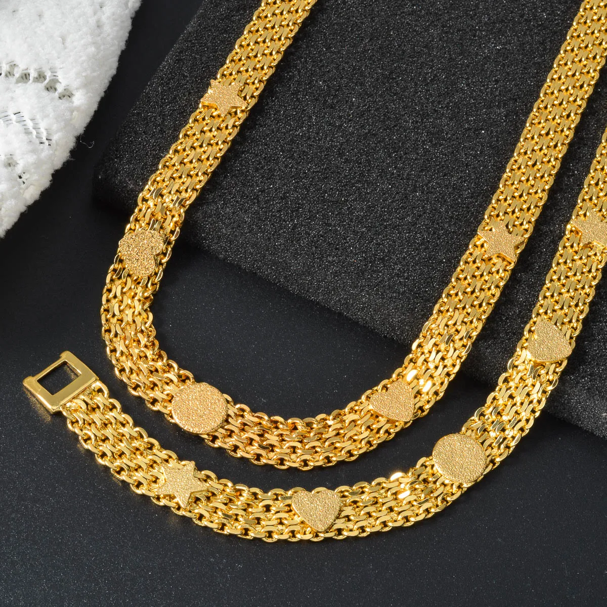Luxury Gold Plated Brass Jewelry Set for Women Dubai Style Necklace Bracelet Minimalist Wedding Gift Party Fashion Accessories 4 Mallzona Sbce71b9efa3741fc868ecf7d6191faf4t Luxury Gold Plated Brass Jewelry Set for Women Dubai Style Necklace Bracelet Minimalist Wedding Gift Party Fashion Accessories Mallzona