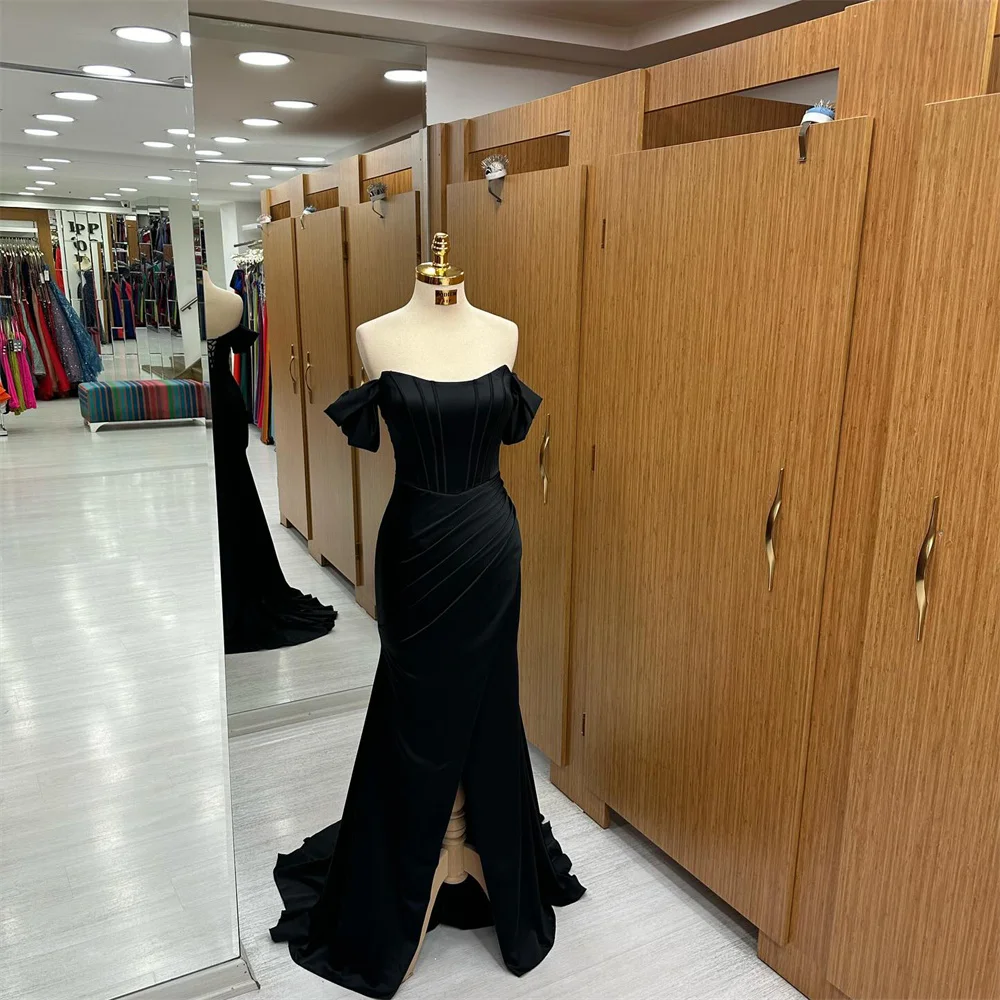 Lily Black Mermaid Evening Dresses Off the Shoulder Short Sleeves Charming Prom Dresses Stain Party Dresses vestidos de noche
Lily Black Mermaid Evening Dresses Off the Shoulder Short Sleeves Charming Prom Dresses Stain Party Dresses vestidos de noche