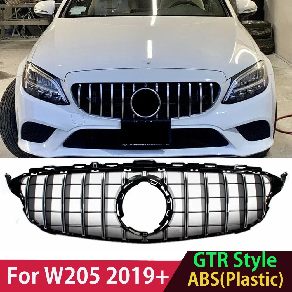 

Black / Silver 2019+ C300 C350 C Class W205 C205 A205 GT Style Front Grille Grill for Mercedes C Class Silver NO Camera Mesh