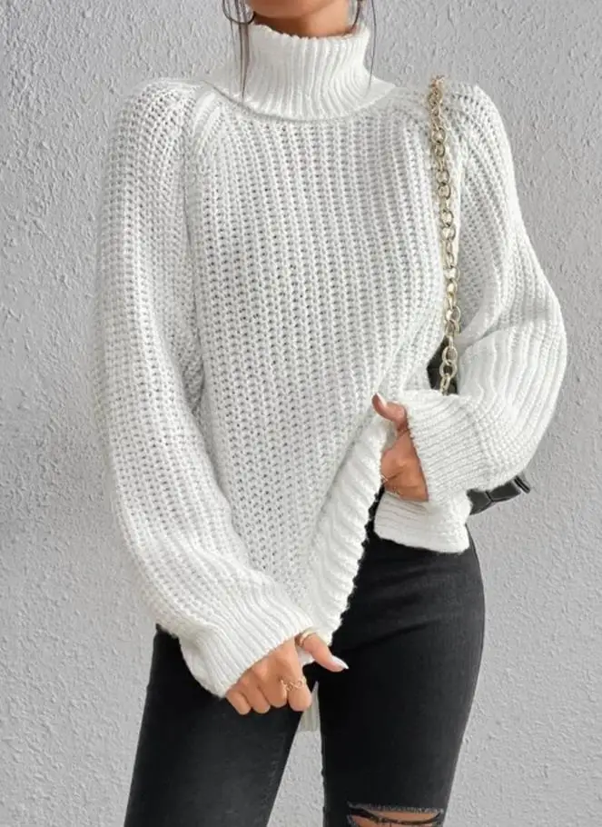 Female Daily Women Casual High Neck Long Sleeve Slit Sweater Temperament Commuting Style Clothing Fashion Knitted Pullovers
Female Daily Women Casual High Neck Long Sleeve Slit Sweater Temperament Commuting Style Clothing Fashion Knitted Pullovers