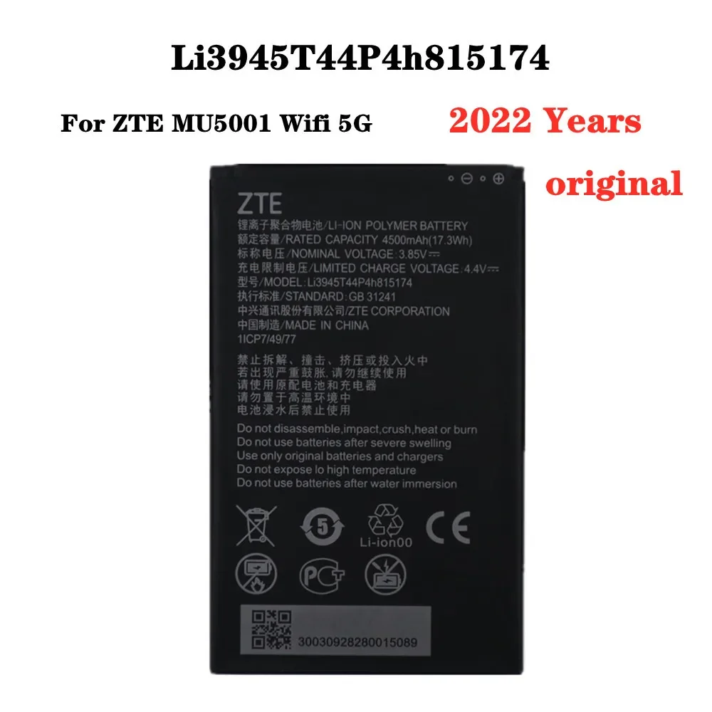 

Новый оригинальный аккумулятор Li3945T44P4h815174 для ZTE MU5002 MU5001 5G Wi-Fi портативный беспроводной маршрутизатор Wifi6 аккумулятор в наличии