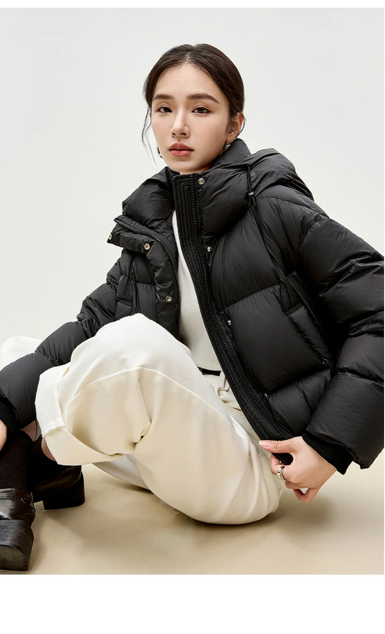 SENTUBILA Hooded Puffer Down Coat for Women 2024 Winter Lightweight Warmth 90% White Duck Down Short Jacket Outerwear W44Y55965 SENTUBILA Hooded Puffer Down Coat for Women 2024 Winter Lightweight Warmth 90% White Duck Down Short Jacket Outerwear W44Y55965