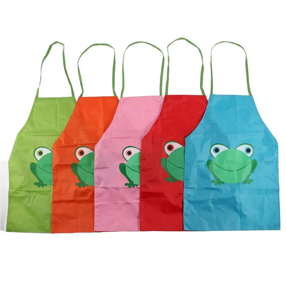 

Easy Clean Toddlers School Painting Cute Cartoon Frog Printed Cartoon Kids Apron Waterproof Frog Design Children