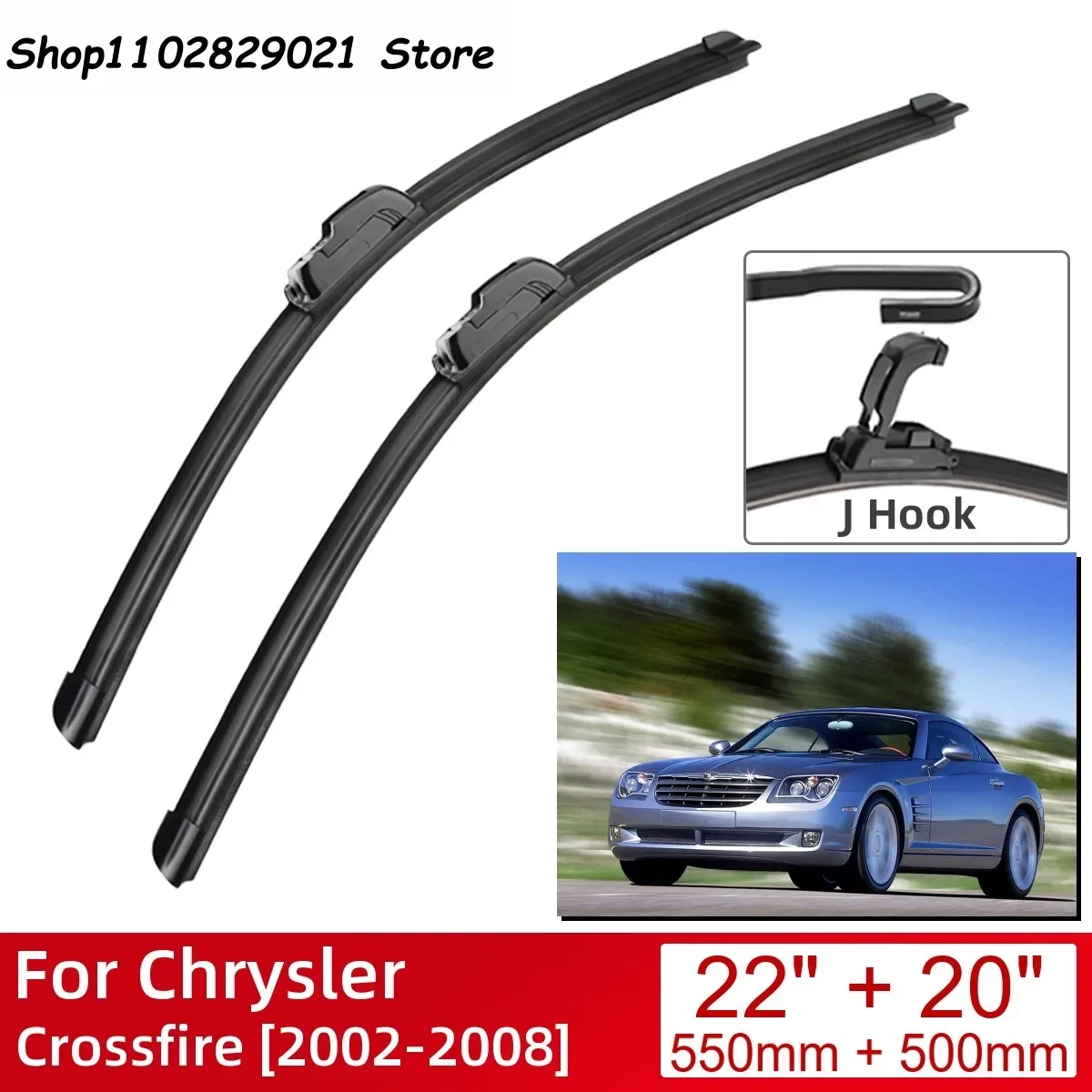 For Chrysler Crossfire 2002-2008 22"+20" Car Accessories Front Windscreen Wiper Blade Brushes Wipers U Type J Hooks 2008 2007
For Chrysler Crossfire 2002-2008 22"+20" Car Accessories Front Windscreen Wiper Blade Brushes Wipers U Type J Hooks 2008 2007
